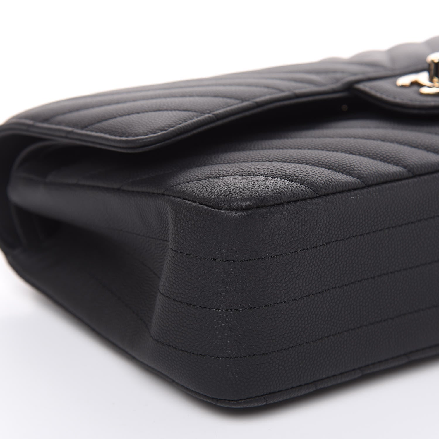 Chanel Caviar Chevron Quilted Medium Double Flap Black 5 of 18
