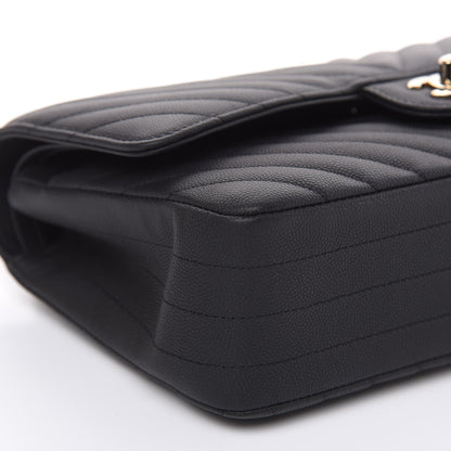 Chanel Caviar Chevron Quilted Medium Double Flap Black 5 of 18