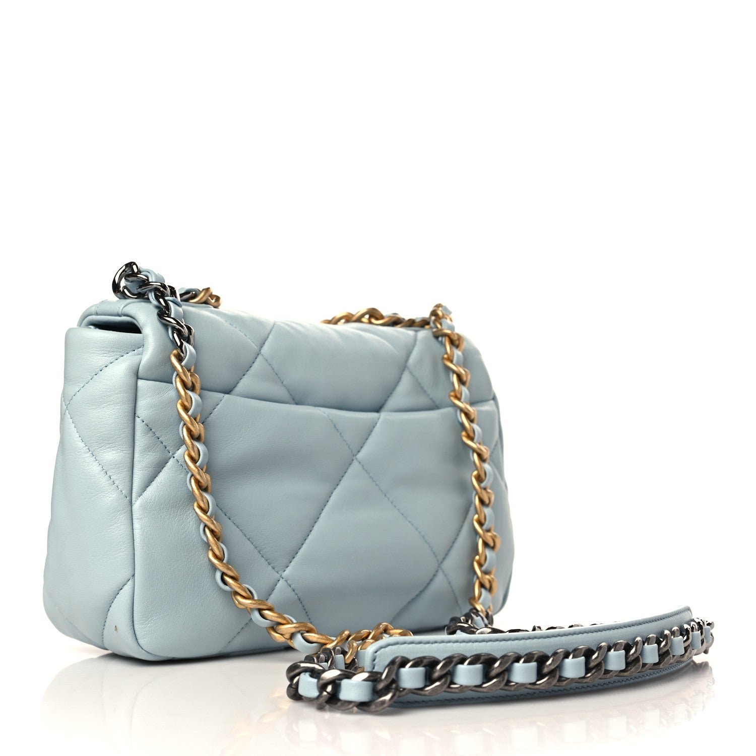 Chanel Lambskin Quilted Medium Chanel 19 Flap Light Blue 3 of 12