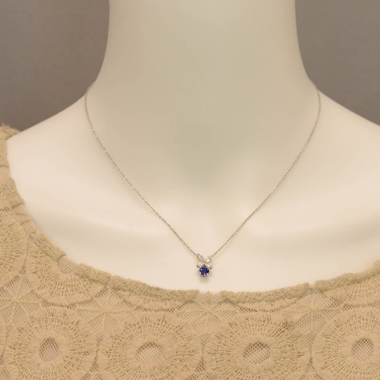Victoria Platinum Diamond Sapphire Pendant Necklace