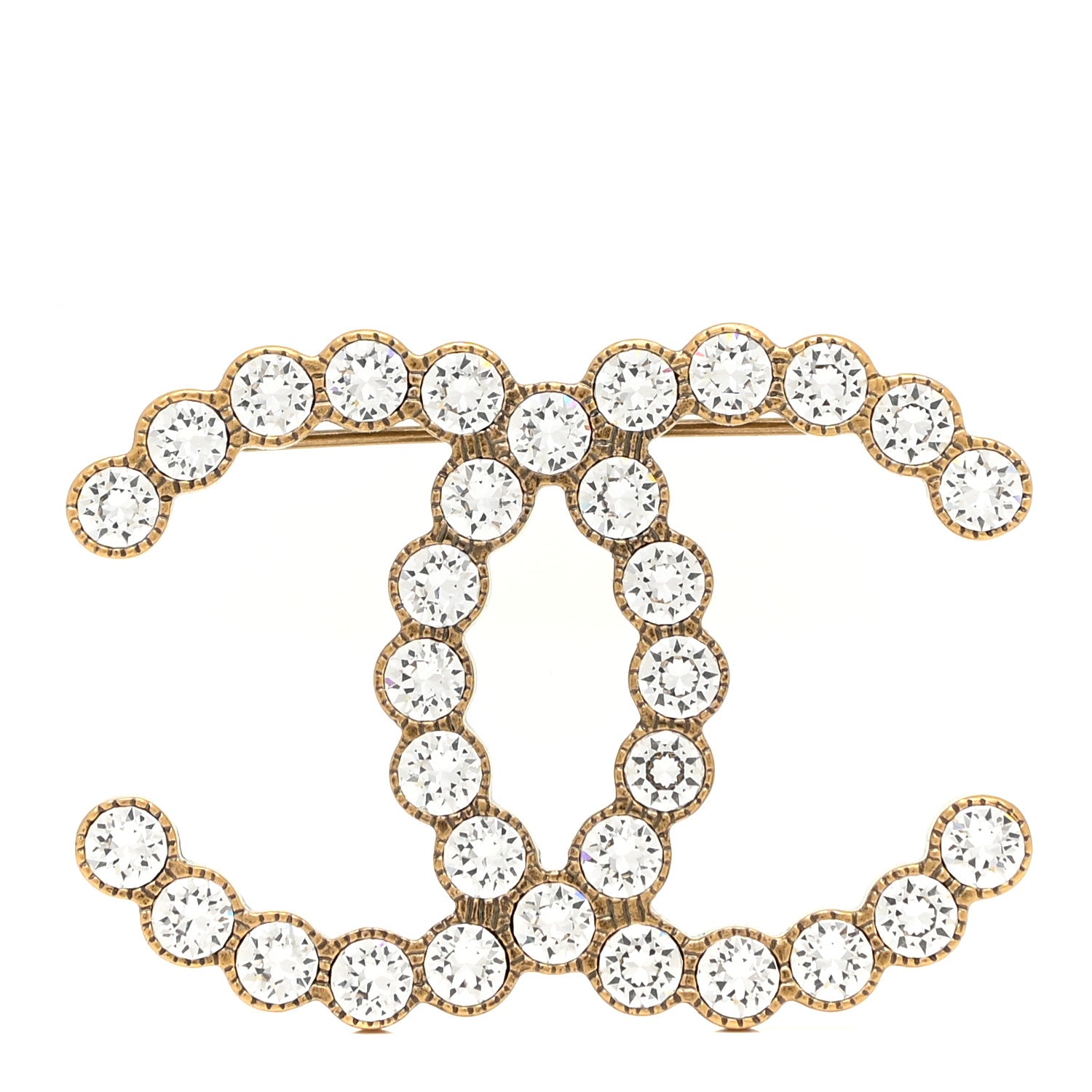 Chanel Crystal CC Brooch Light Gold 1 of 6