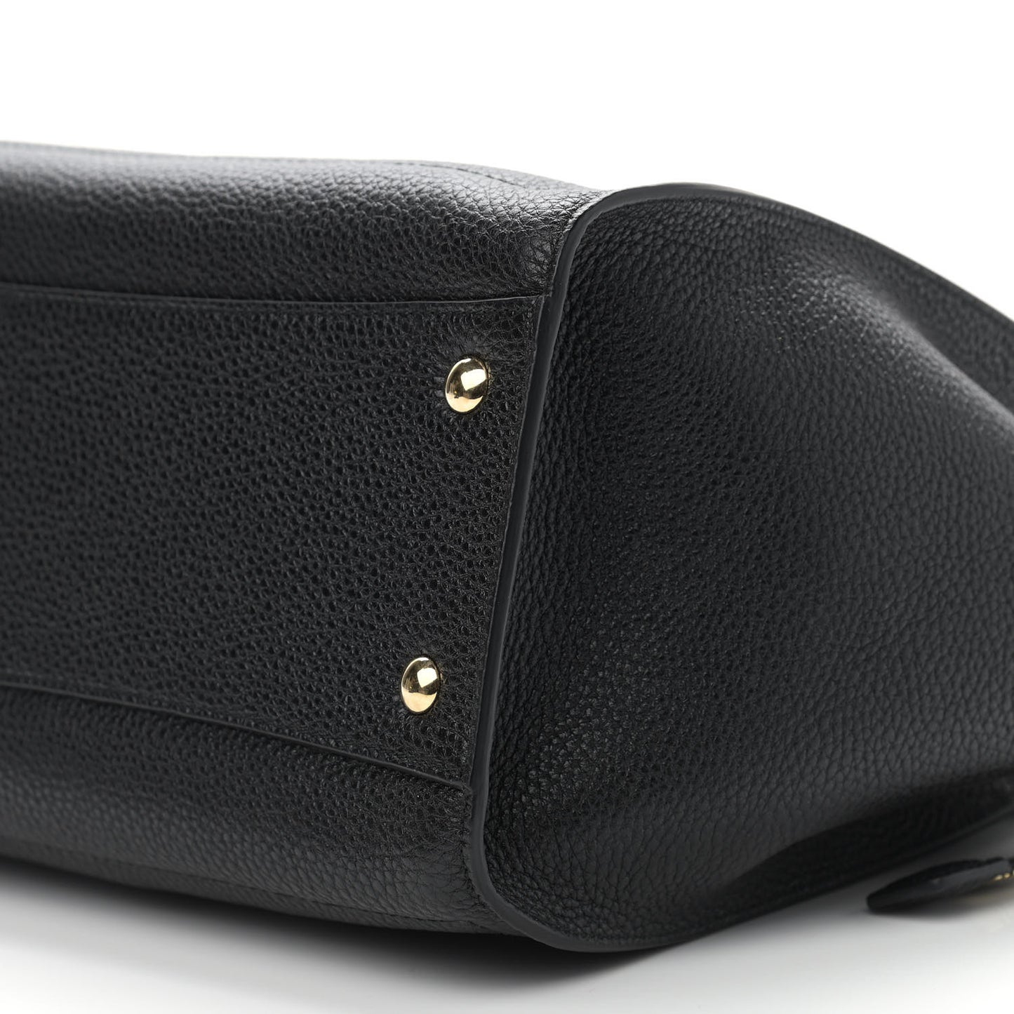 Hammered Calfskin Double Handle Small Amy Tote Black