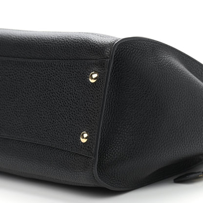 Salvatore Ferragamo Hammered Calfskin Double Handle Small Amy Tote Black 9 of 10