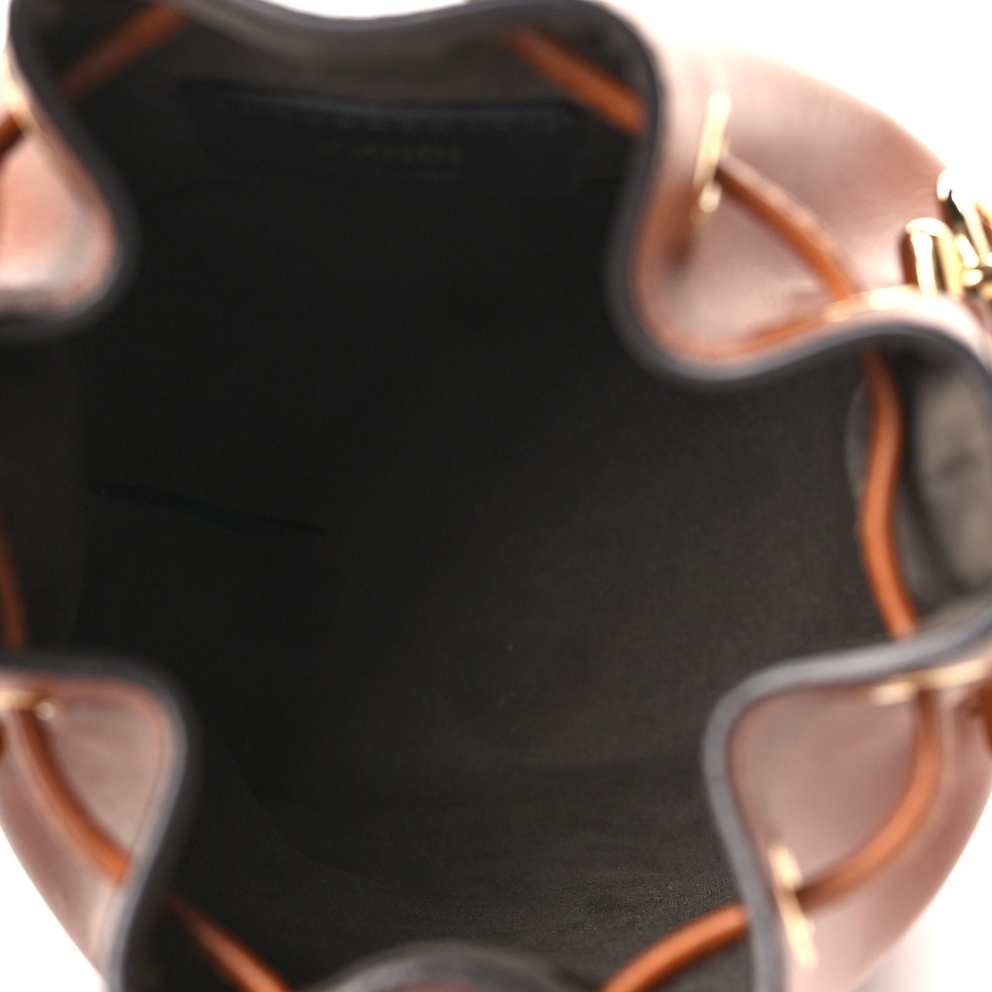 Vitello King F is Fendi Logo Embossed Mini Mon Tresor Bucket Bag Cuoio