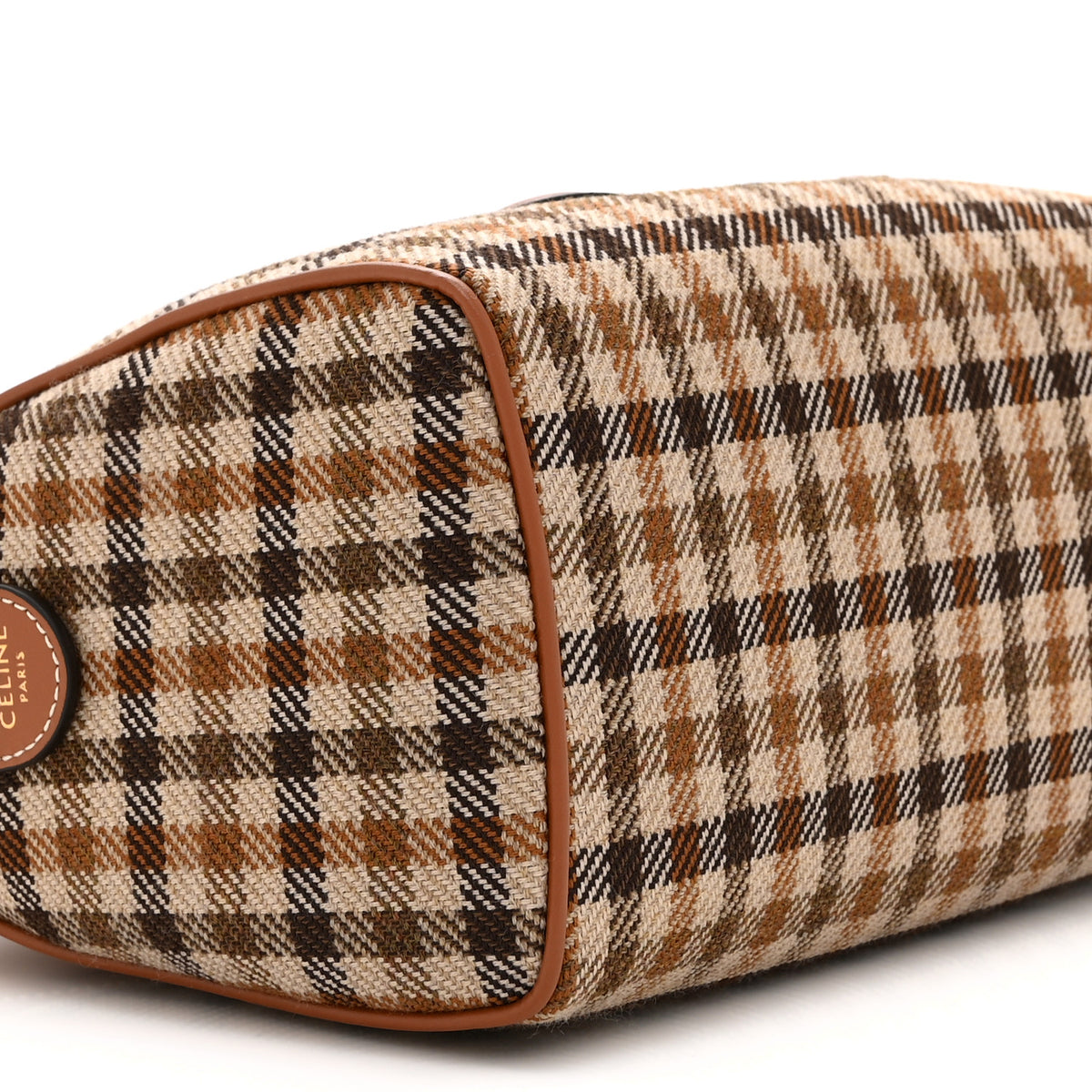 Tweed Calfskin Triomphe Small Boston Bag Tan