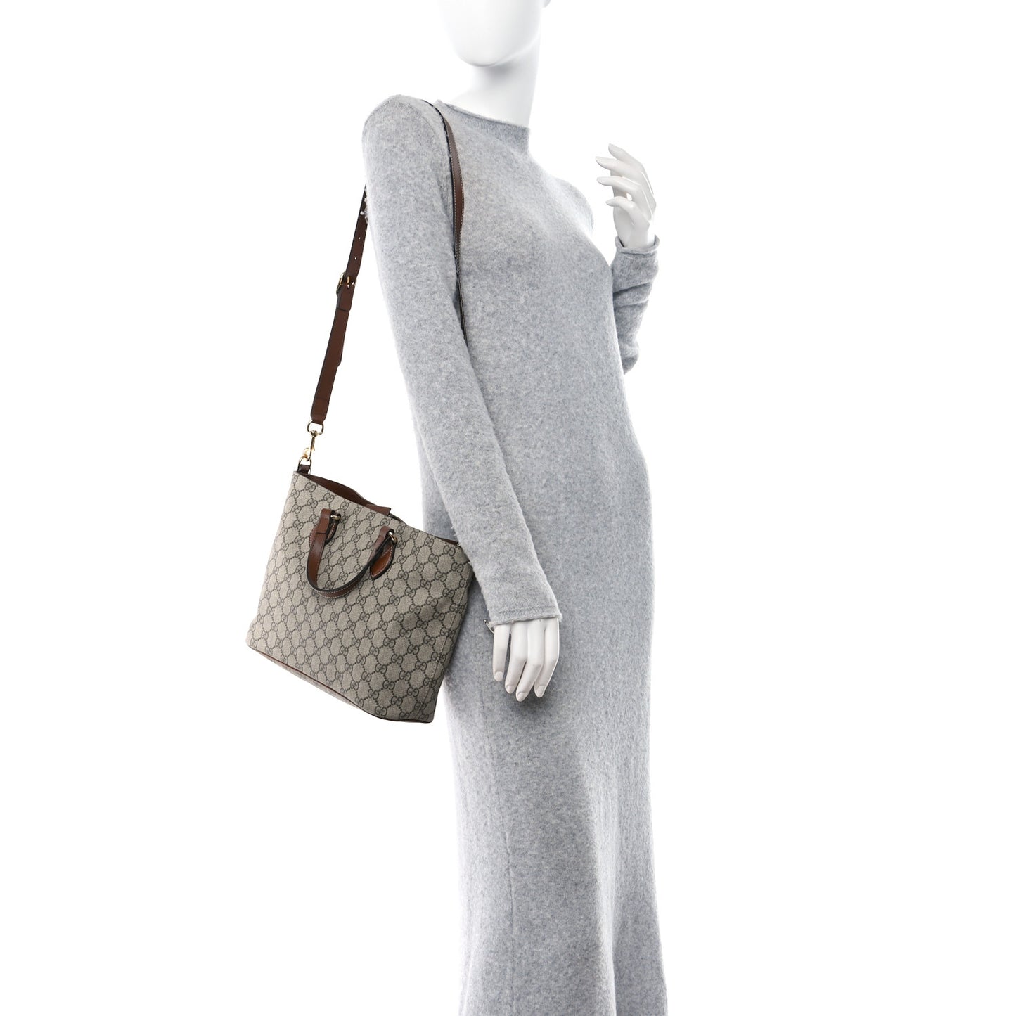 Soft GG Supreme Monogram Small Crossbody Tote Beige Cuir