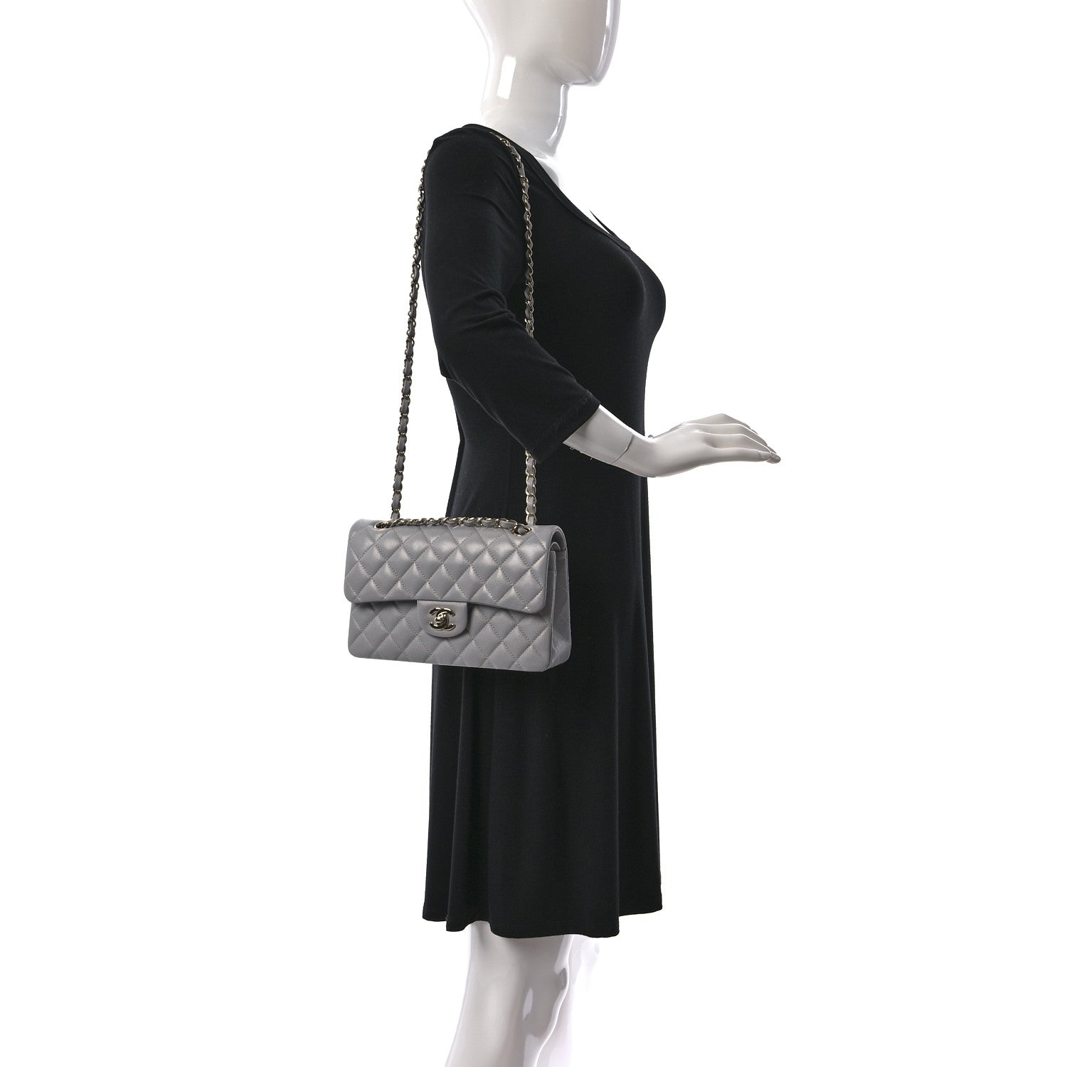 Chanel Caviar Quilted Small Double Flap Grey 2 of 10