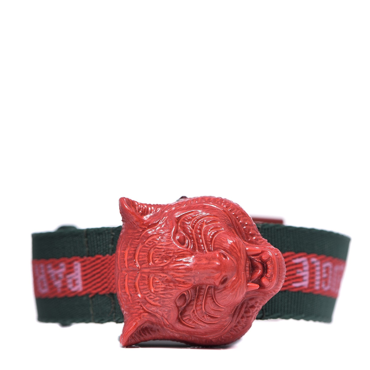 Gucci Stainless Steel Nylon 32mm Le Marche Des Merveilles Tiger Quartz Watch Red 3 of 5