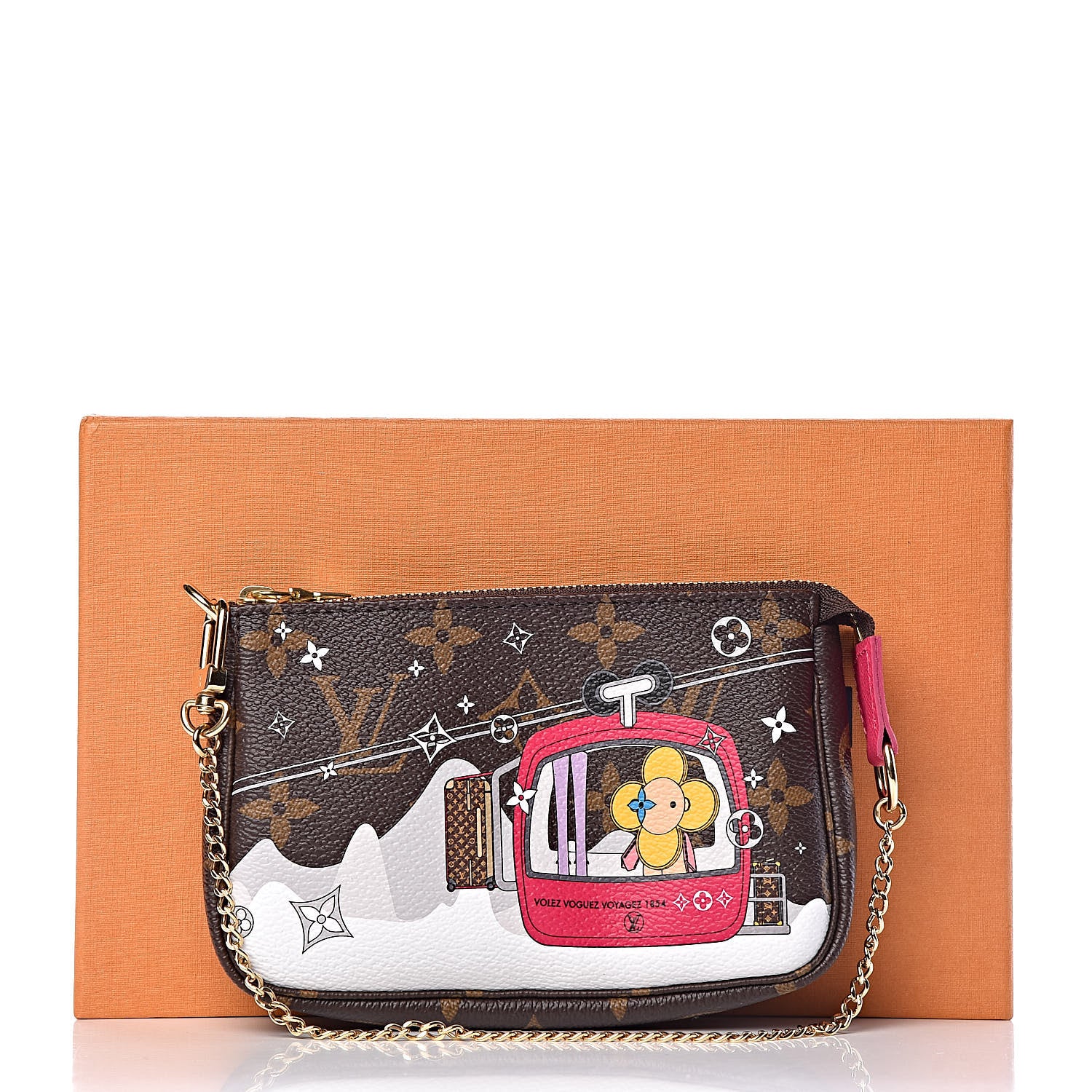 Louis Vuitton Monogram 2019 Christmas Animation Mini Courchevel Pochette Accessories Fuchsia 8 of 8