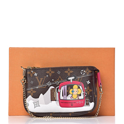 Louis Vuitton Monogram 2019 Christmas Animation Mini Courchevel Pochette Accessories Fuchsia 8 of 8