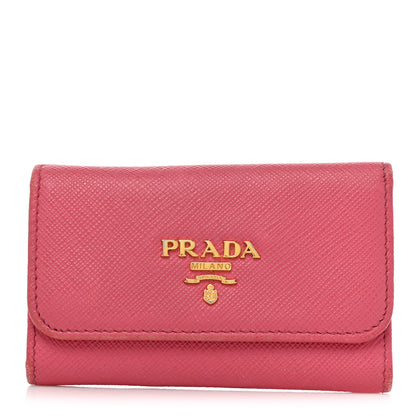 Prada Saffiano Metal 6 Key Holder Ibisco 1 of 14