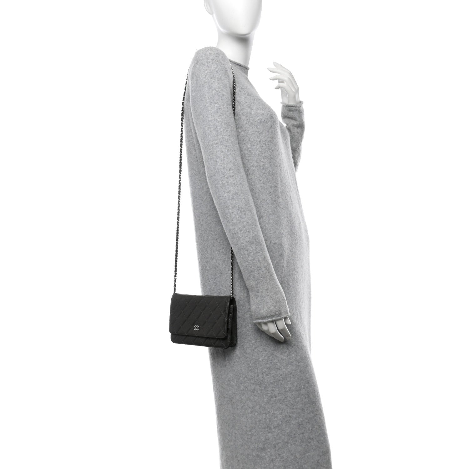 Chanel Caviar Quilted Wallet On Chain WOC Dark Grey 2 of 13
