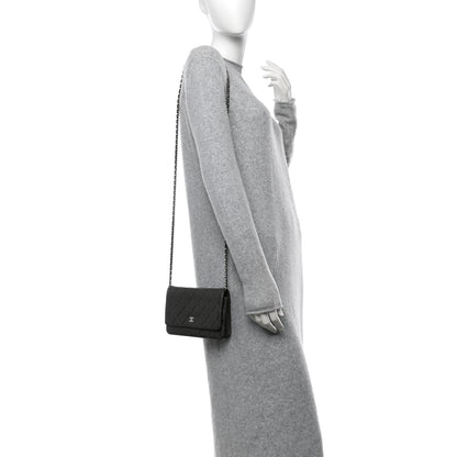 Chanel Caviar Quilted Wallet On Chain WOC Dark Grey 2 of 13