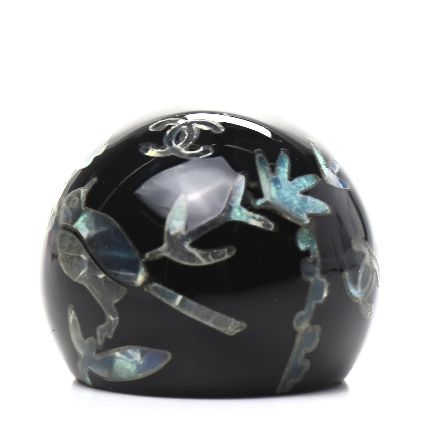 Resin Glitter Enamel CC Bird Ring 7 Black Green