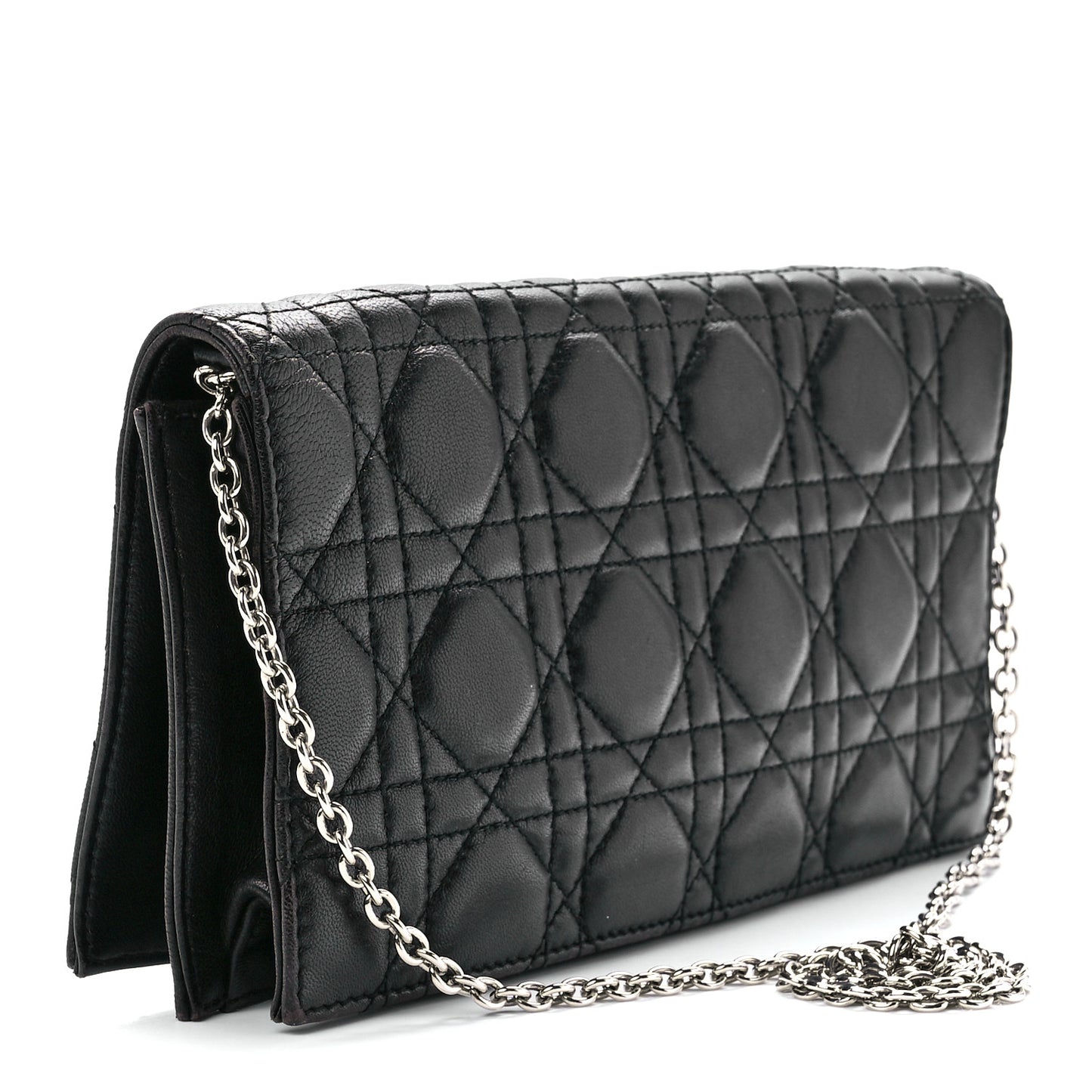 Lambskin Cannage Lady Dior Convertible Clutch Black