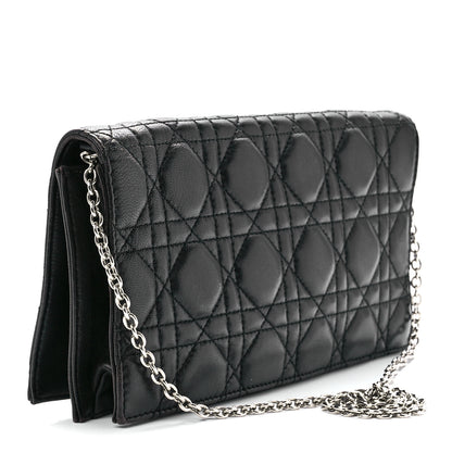 Christian Dior Lambskin Cannage Lady Dior Convertible Clutch Black 3 of 11