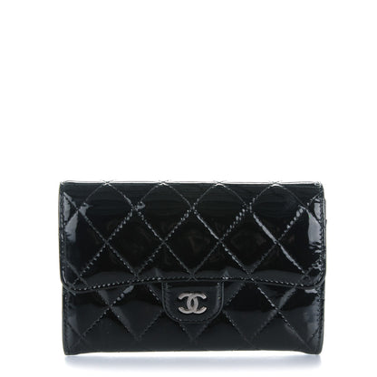 Chanel Patent Calfskin Quilted Small Flap Wallet Black 1 of 8