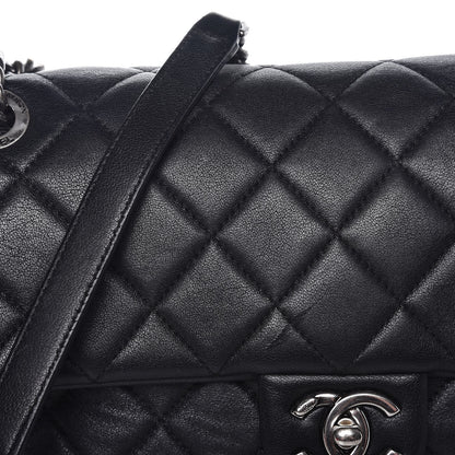 Chanel Shiny Lambskin Quilted Medium Burgundy Rocks Flap Black 8 of 12