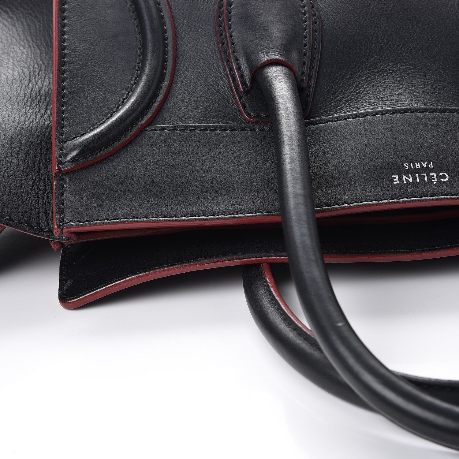 Celine Smooth Calfskin Mini Luggage Black Pink Trim 15 of 27