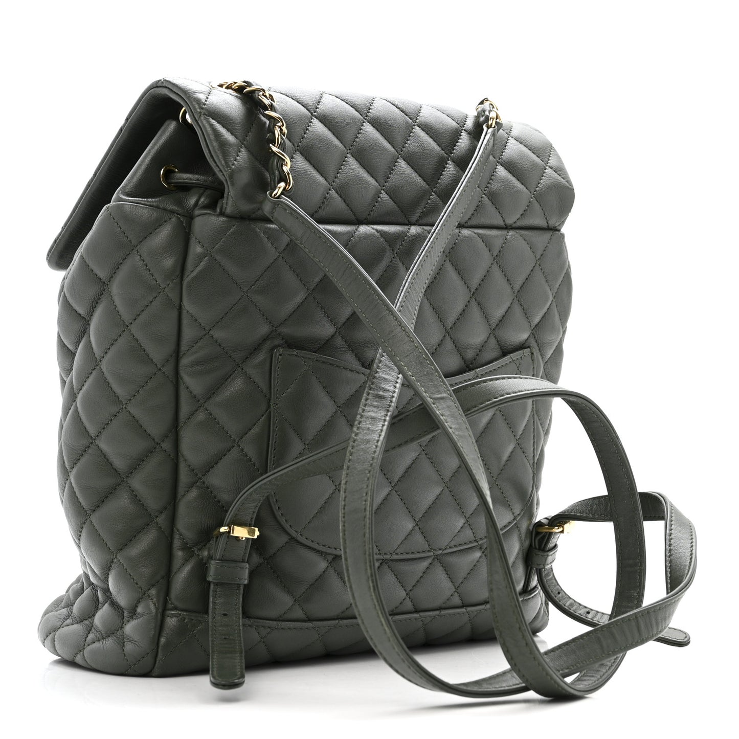 Lambskin Quilted Large Urban Spirit Backpack Dark Green