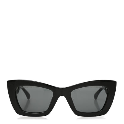 Chanel Acetate Tweed CC Cat Eye Sunglasses 71550A Black 2 of 7