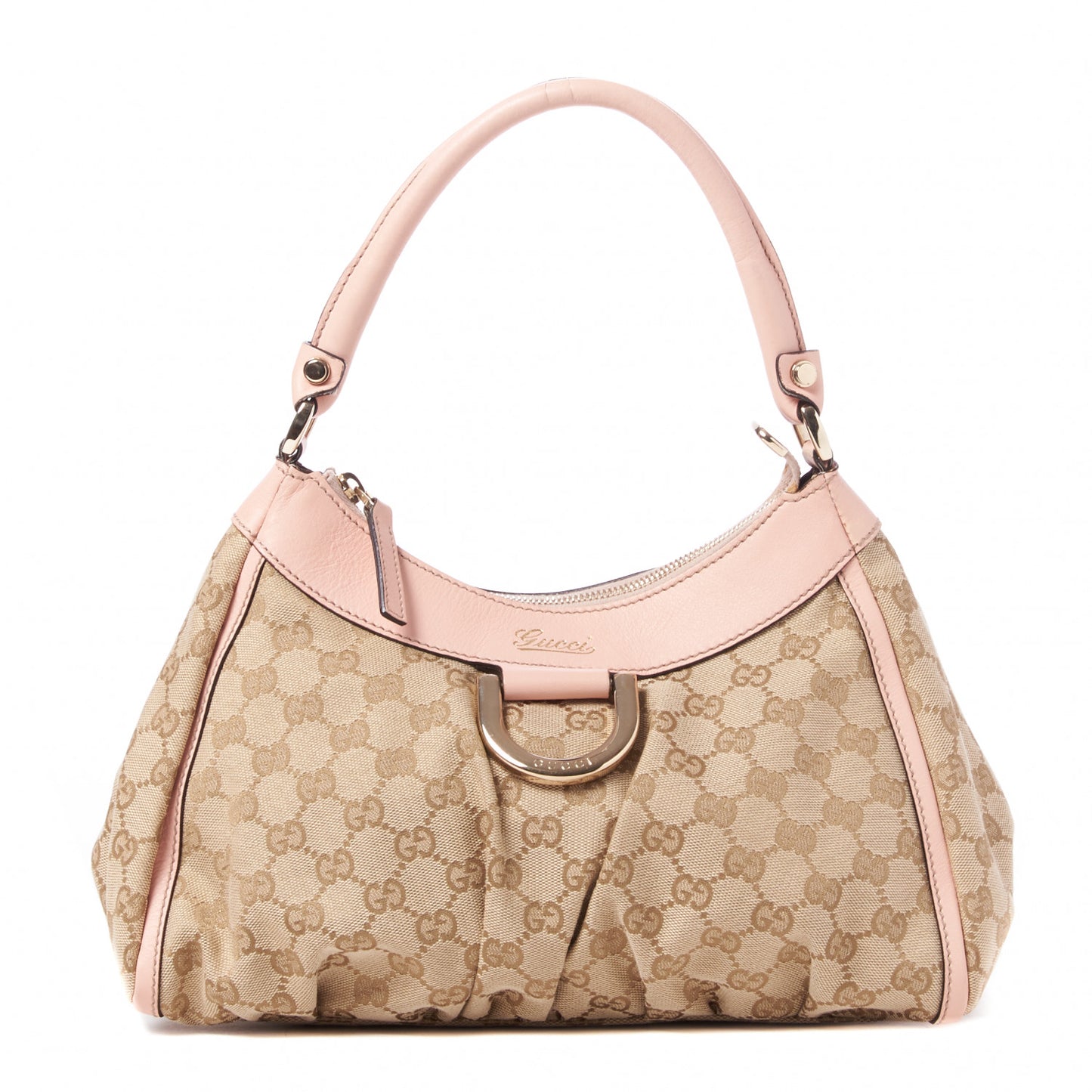 Monogram Medium D Gold Ring Hobo Pink