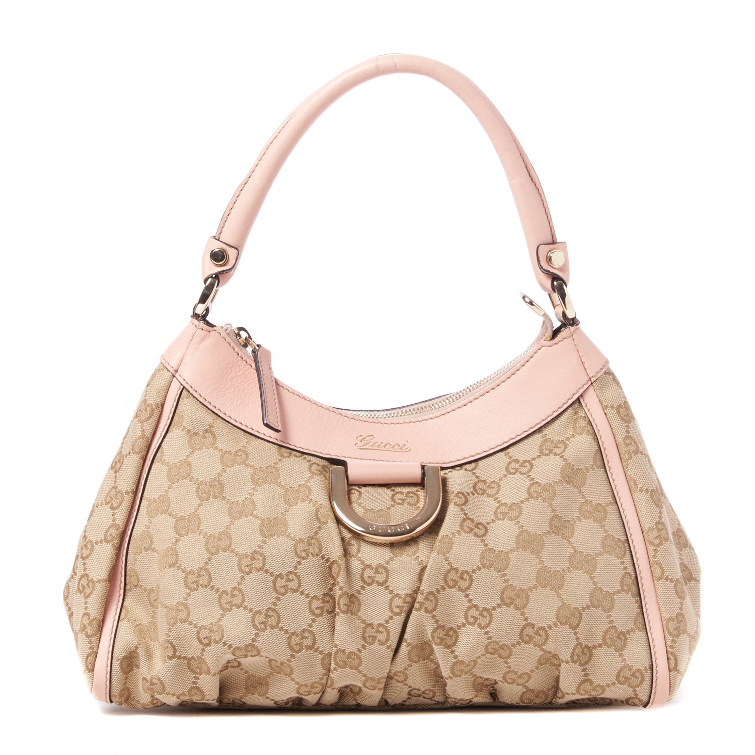Gucci Monogram Medium D Gold Ring Hobo Pink 1 of 8