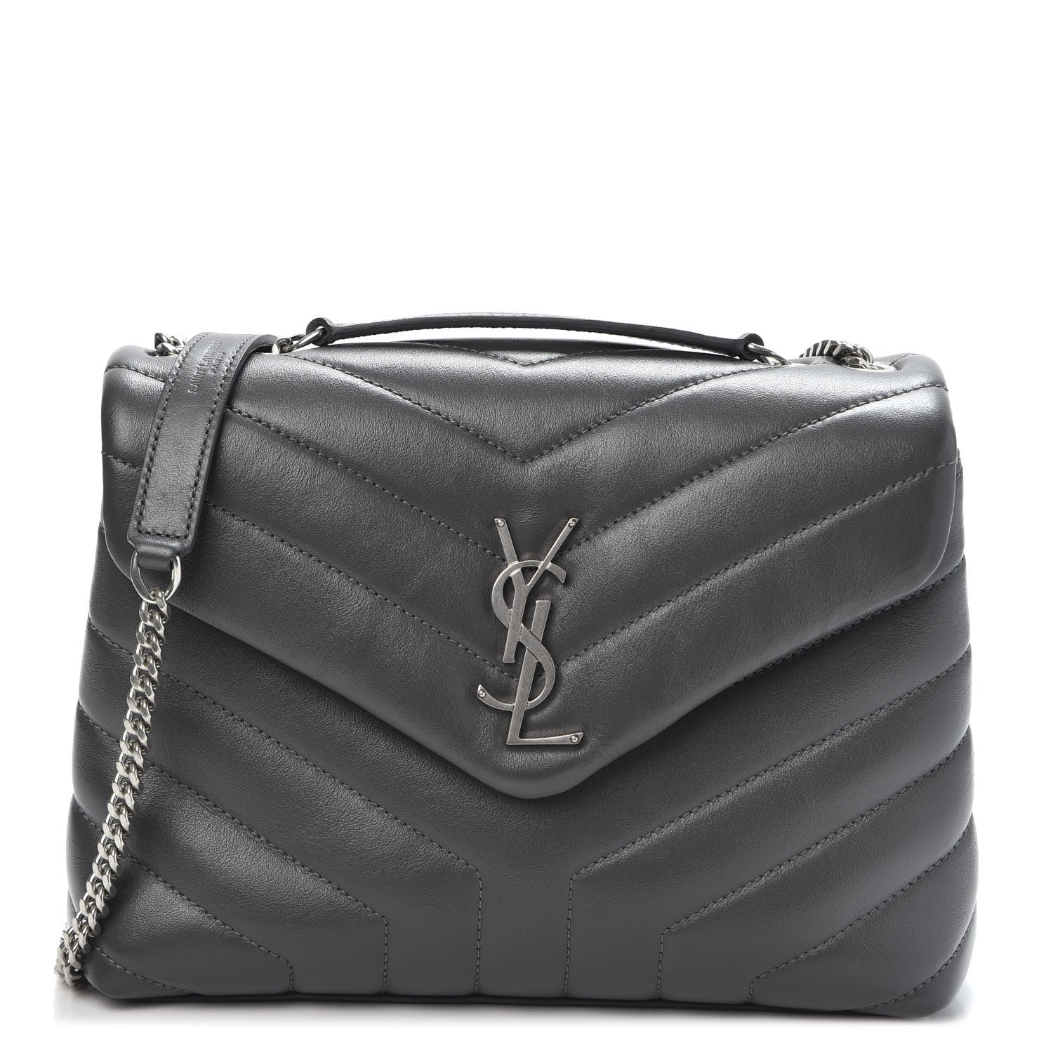 Saint Laurent Calfskin Y Quilted Monogram Small Loulou Chain Satchel Earth 1 of 10