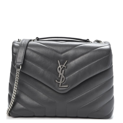 Saint Laurent Calfskin Y Quilted Monogram Small Loulou Chain Satchel Earth 1 of 10