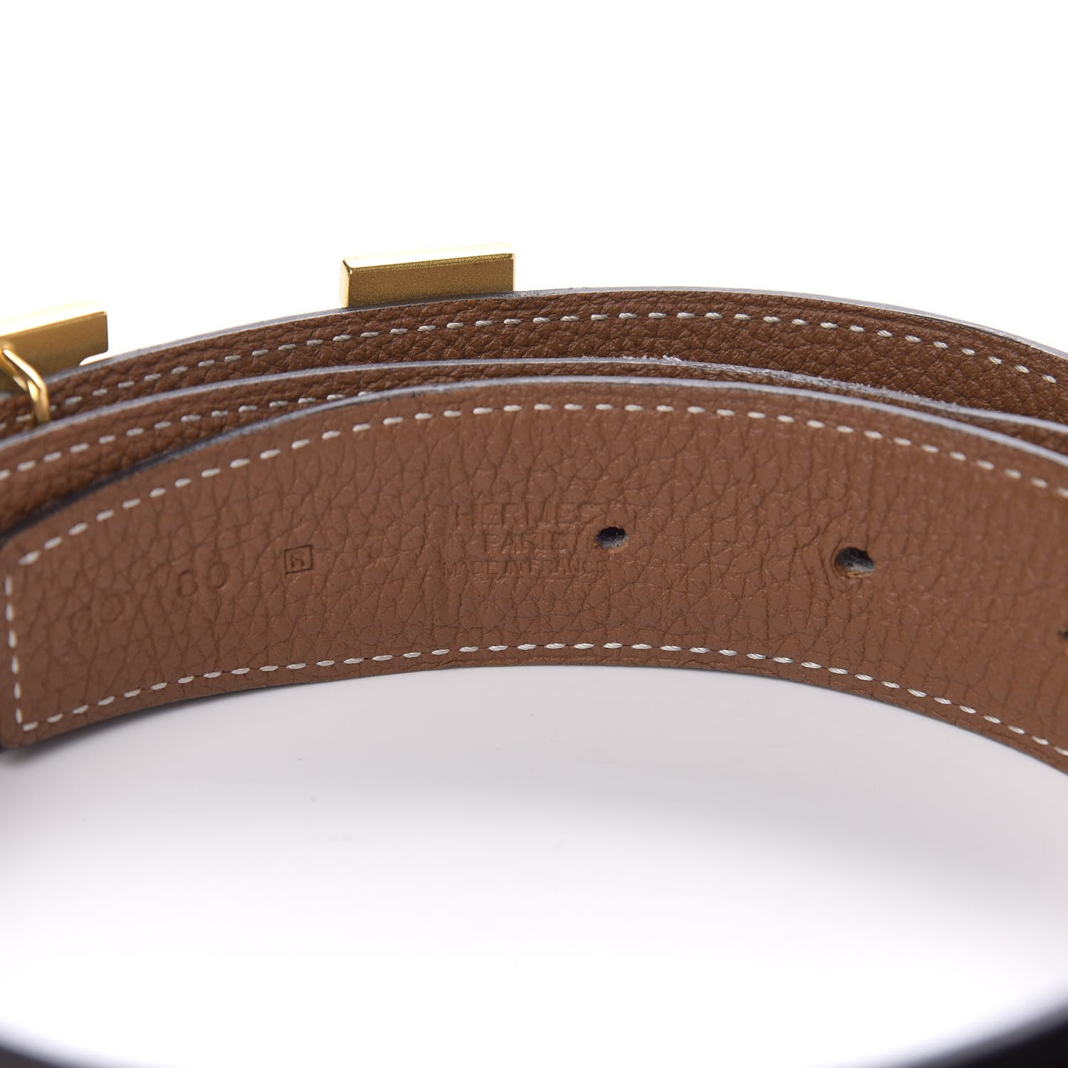 Hermes Box Togo 32mm H Belt 80 Black Gold 6 of 7