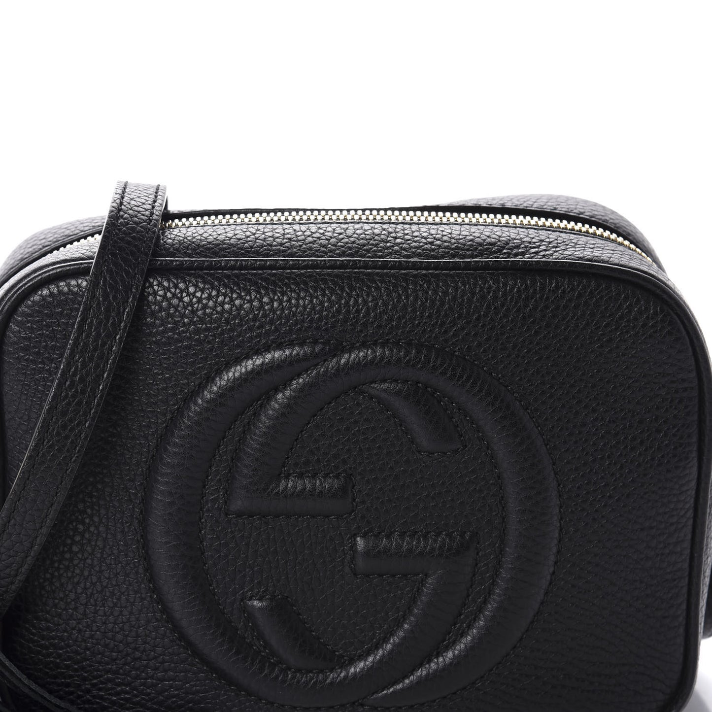 Pebbled Calfskin Small Soho Disco Bag Black