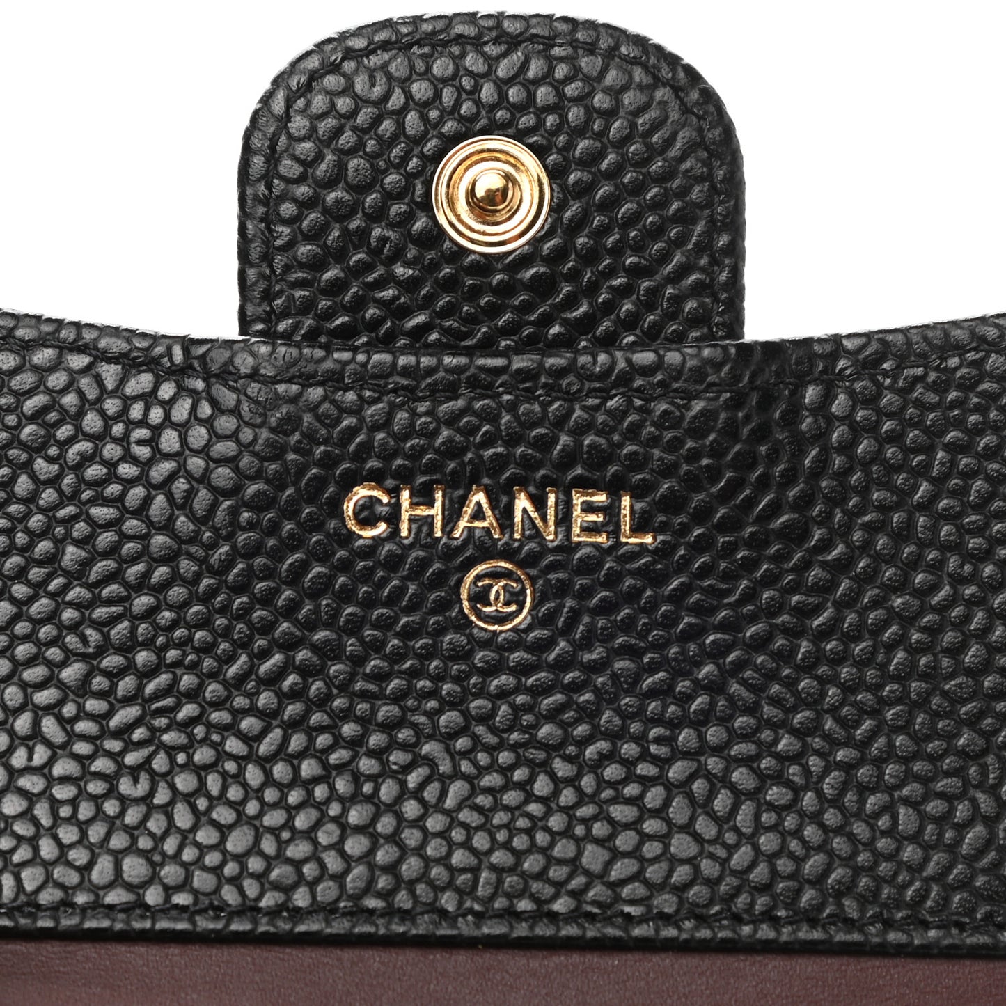 Caviar Quilted Compact Flap Wallet Black