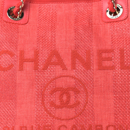 Chanel Mixed Fibers Striped Small Deauville Tote Red 10 of 10