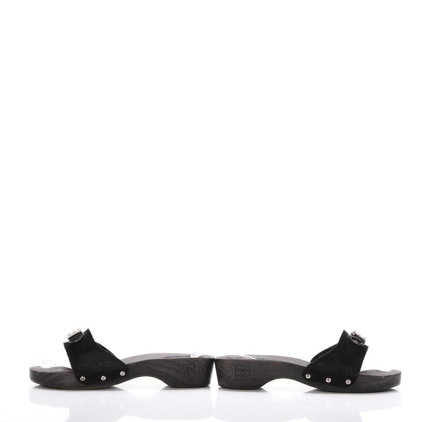 Suede CC Buckle Clogs 40 Black