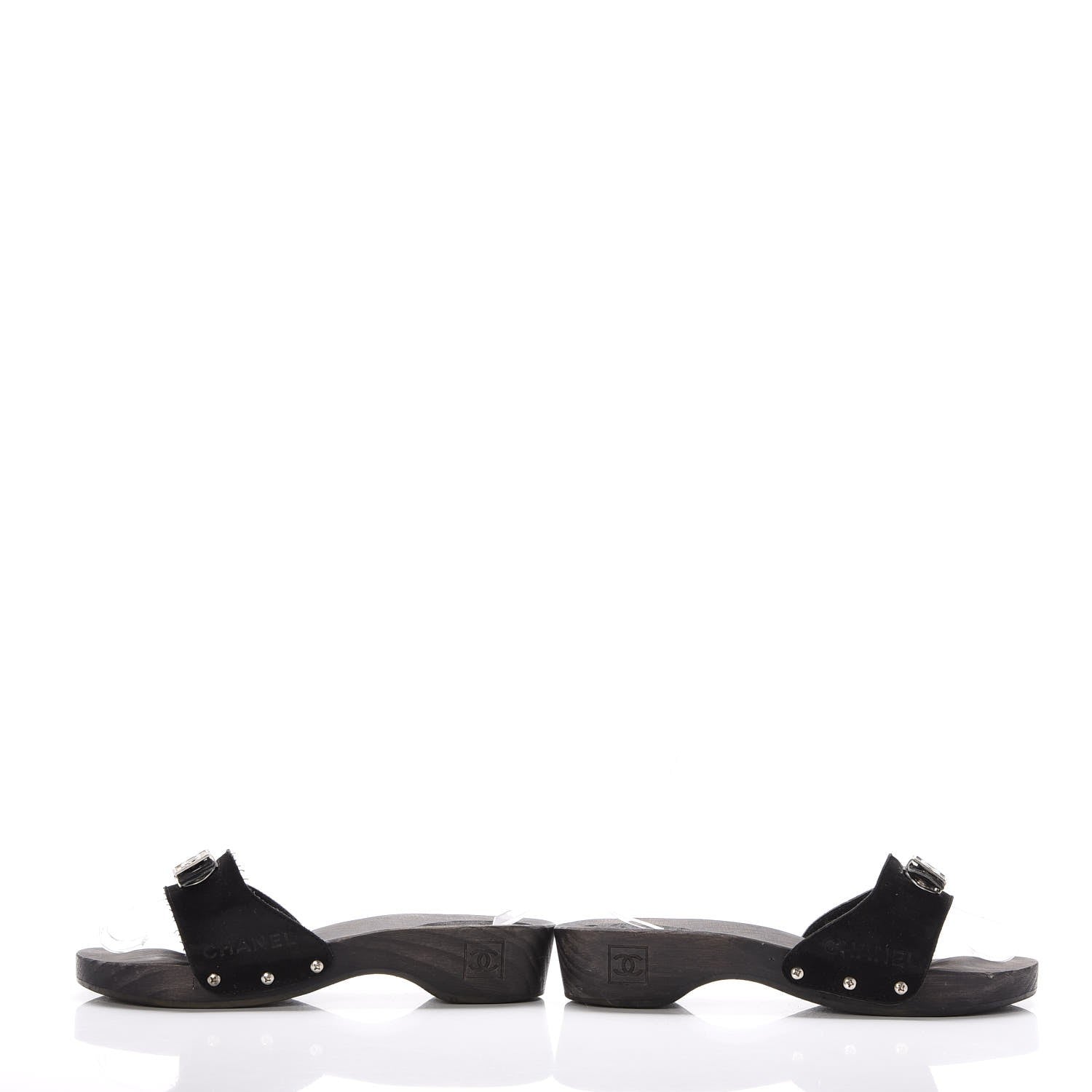 Chanel Suede CC Buckle Clogs 40 Black 6 of 11