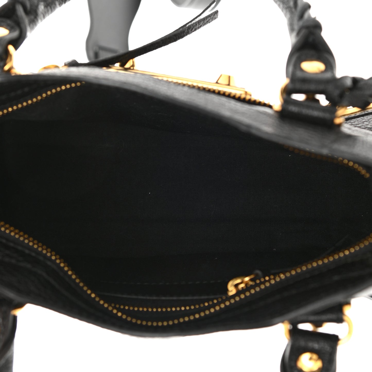 Chevre Gold Metallic Edge Hardware Mini City Black
