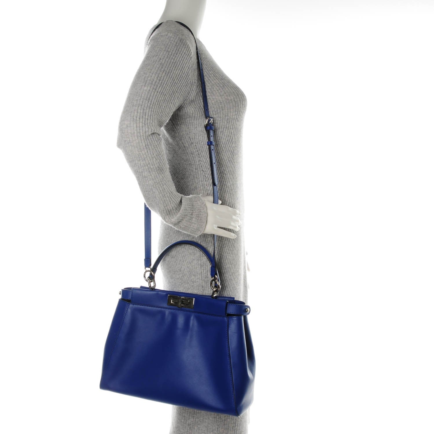 Fendi Vitello Morgan Python Crocodile Monster Eyes Medium Peekaboo Iconic Satchel Blue Neon Sunflower 2 of 9