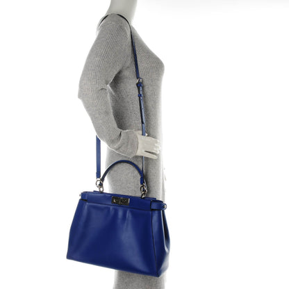 Fendi Vitello Morgan Python Crocodile Monster Eyes Medium Peekaboo Iconic Satchel Blue Neon Sunflower 2 of 9