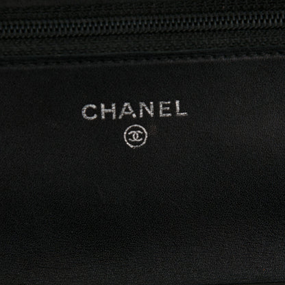 Chanel Calfskin Double Stitch Hamptons Wallet On Chain WOC Black 6 of 9