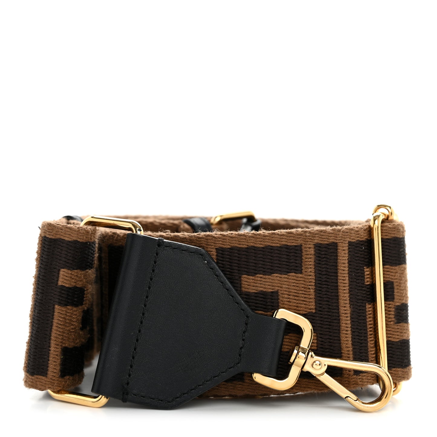 Jacquard Ribbon Vitello King FF Adjustable Strap You Fango Marrone Black