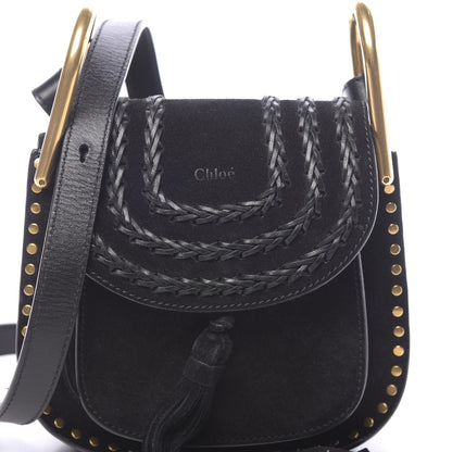 Chloe Suede Calfskin Braided Mini Hudson Shoulder Bag Black 8 of 10