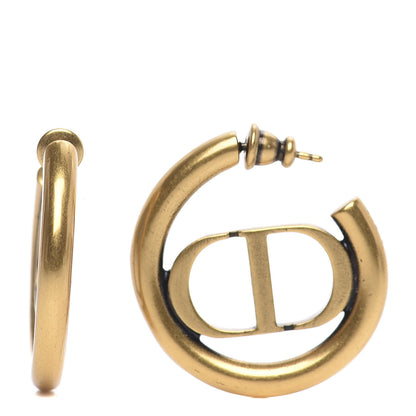 Christian Dior Metal 30 Montaigne Hoop Earrings Aged Gold 1 of 5