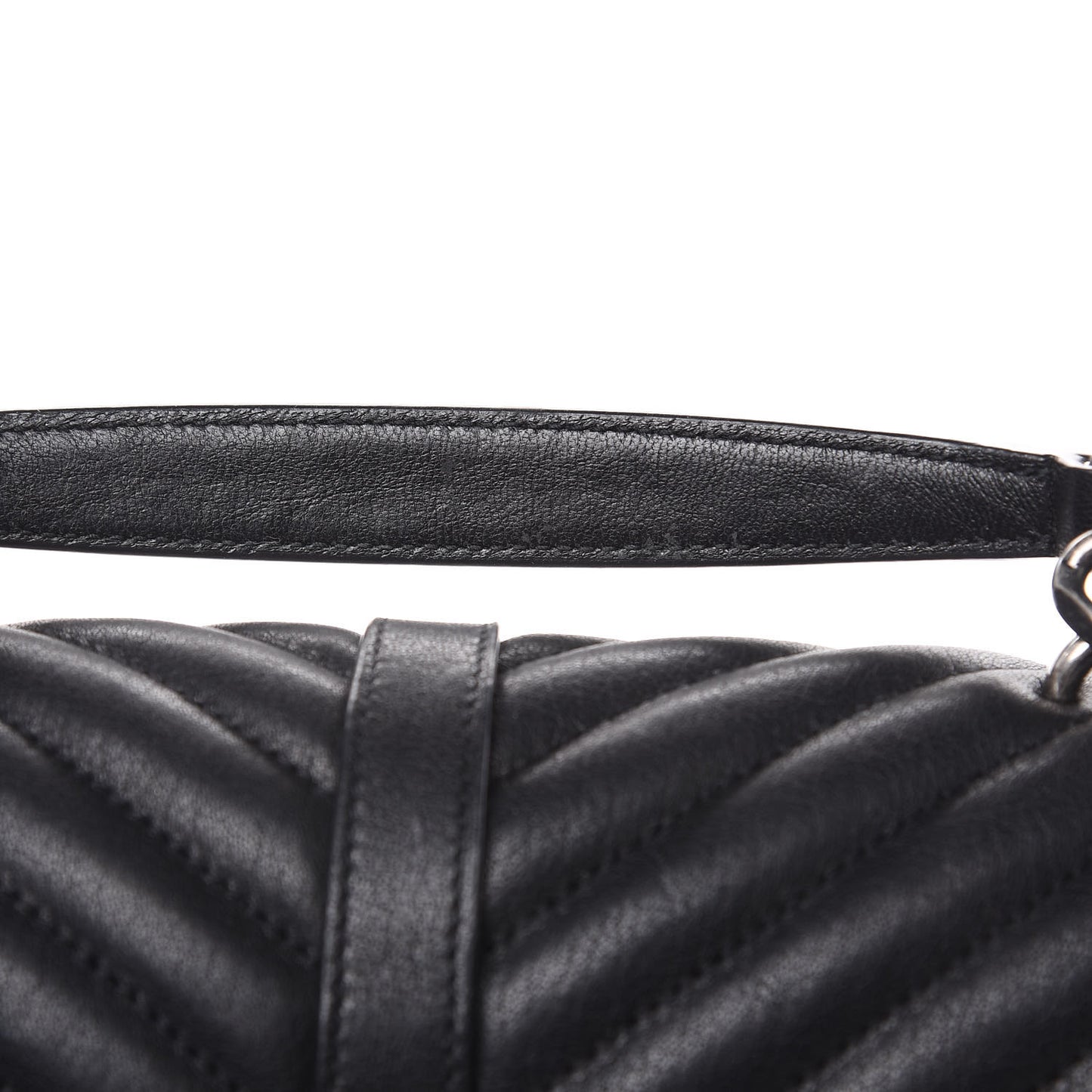 Sheepskin Matelasse Chevron Monogram Medium College Bag Black