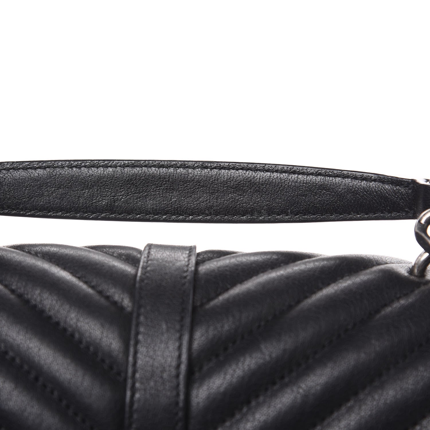 Saint Laurent Sheepskin Matelasse Chevron Monogram Medium College Bag Black 15 of 15