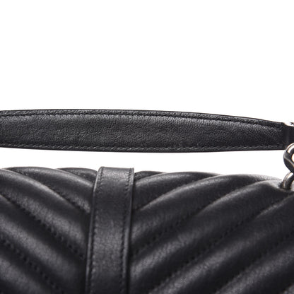 Saint Laurent Sheepskin Matelasse Chevron Monogram Medium College Bag Black 15 of 15