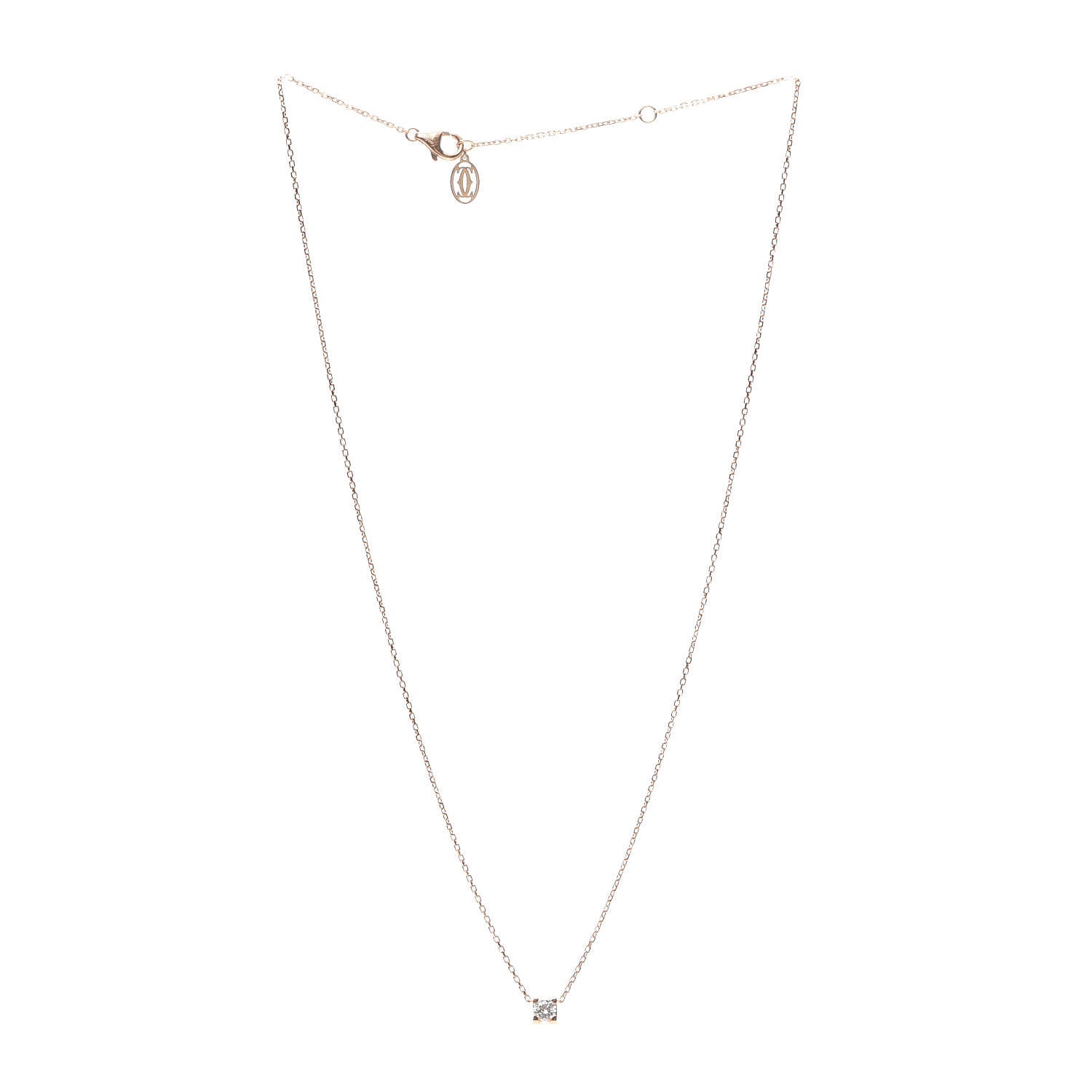 Cartier 18K Pink Gold Diamond .21ct C De Pendant Necklace 3 of 6