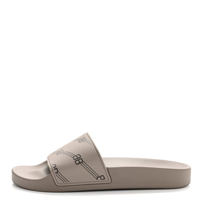 Balenciaga Rubber Allover Logo Pool Slide Sandals 36 Dark Mink 1 of 8