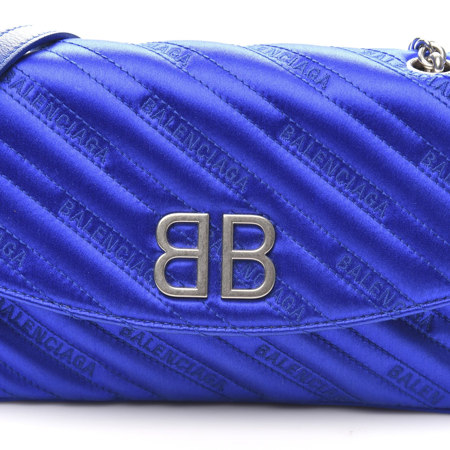 Satin Jacquard Logo Matelasse BB Chain Wallet Electric Bleu