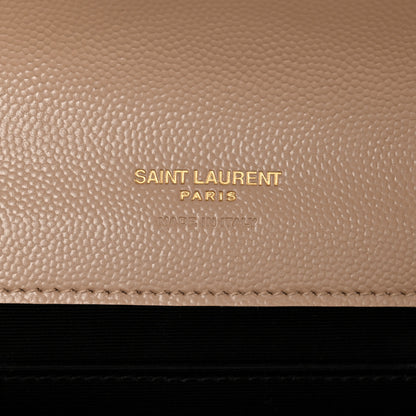 Saint Laurent Grain De Poudre Matelasse Chevron Monogram Envelope Clutch Dark Beige 6 of 13