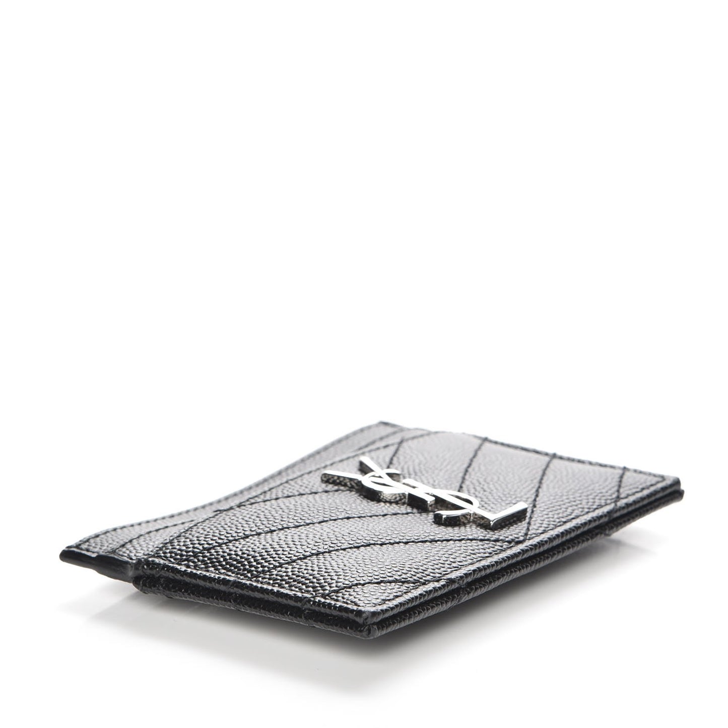 Grain De Poudre Matelasse Chevron Monogram Credit Card Case Black